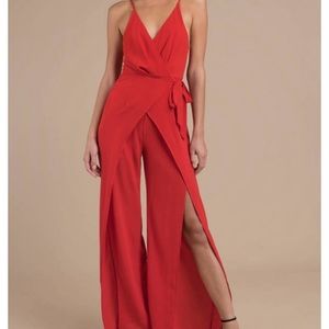 Red Wide Leg Jumpsuit